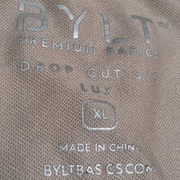 BYLT Premium Basics Men's Drop Cut Lux Short Sleeve Shirt XL Sand - Picture 4 of 8